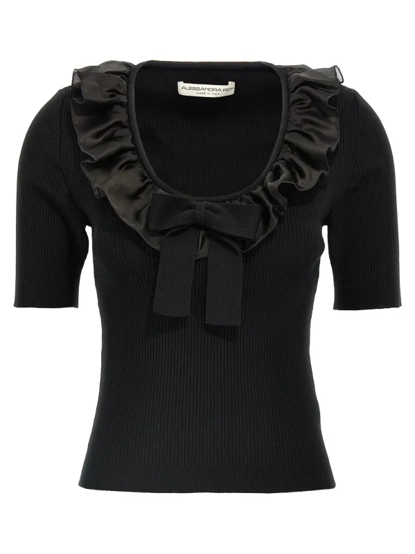 Ruffle T-Shirt Black made by Alessandra Rich