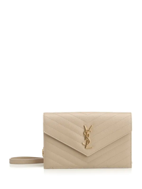 Chain Wallet Small Leather Goods Beige made by Yves Saint Laurent