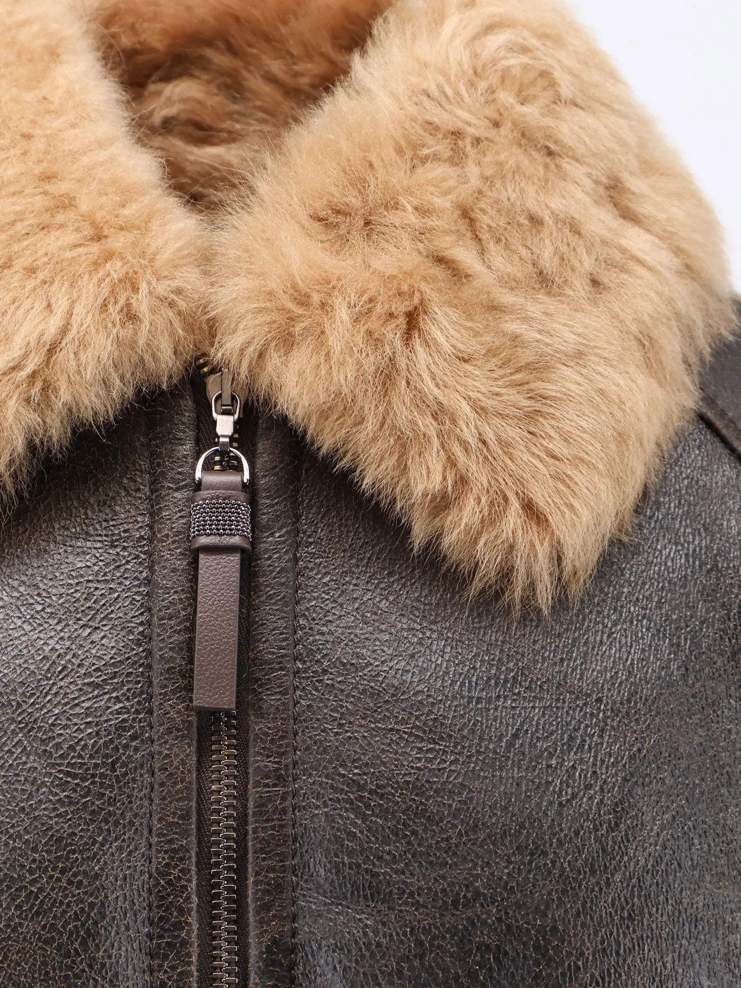 Leather Jacket With Shearling Collar sold by Wanan Luxury product image thumbnail 3