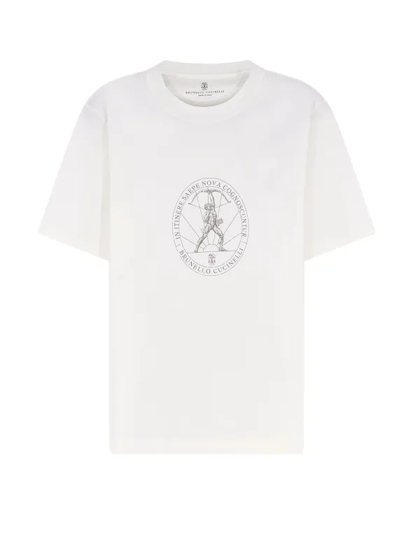 Cotton T-Shirt With Print On The Front made by Brunello Cucinelli
