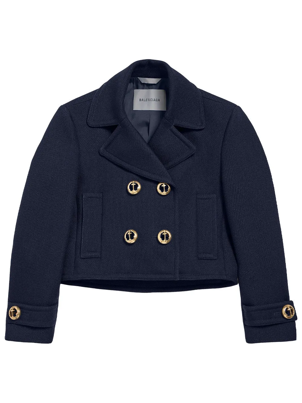 Cropped Peacoat In Textured Wool sold by Wanan Luxury