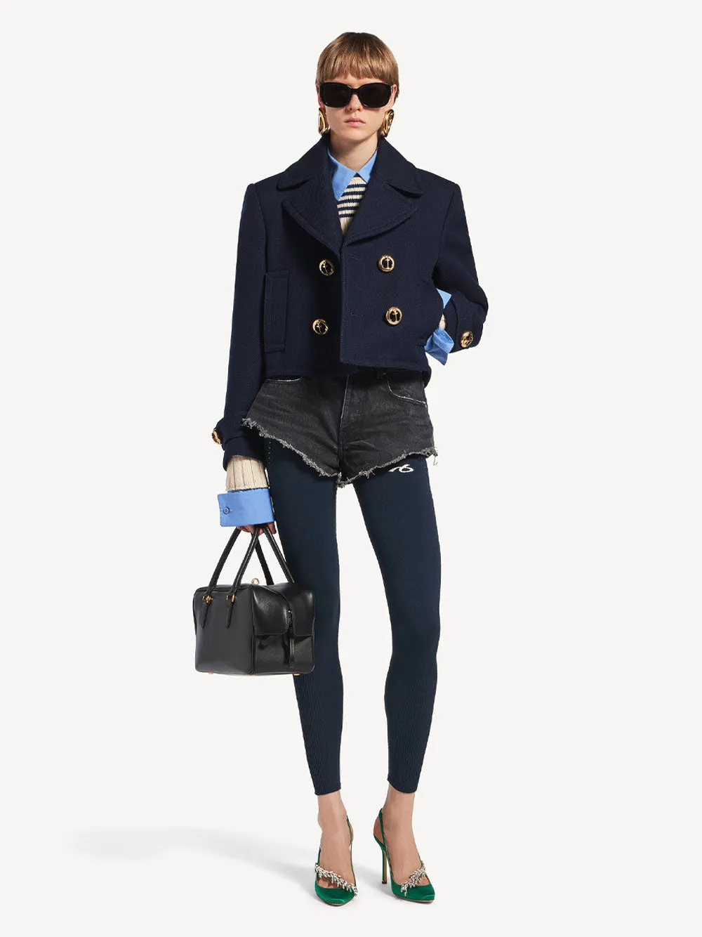 Cropped Peacoat In Textured Wool sold by Wanan Luxury product image thumbnail 2