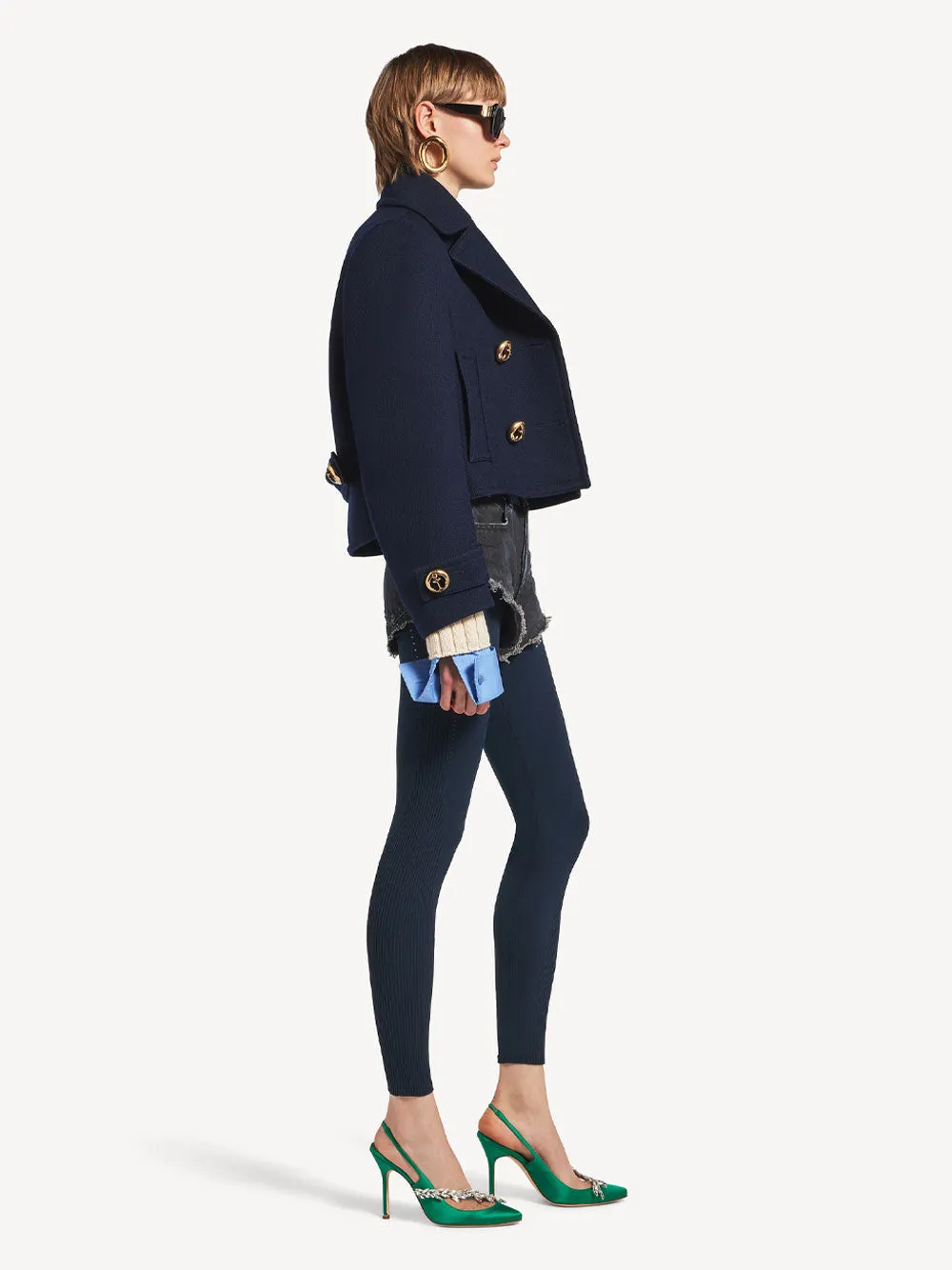 Cropped Peacoat In Textured Wool sold by Wanan Luxury product image thumbnail 3