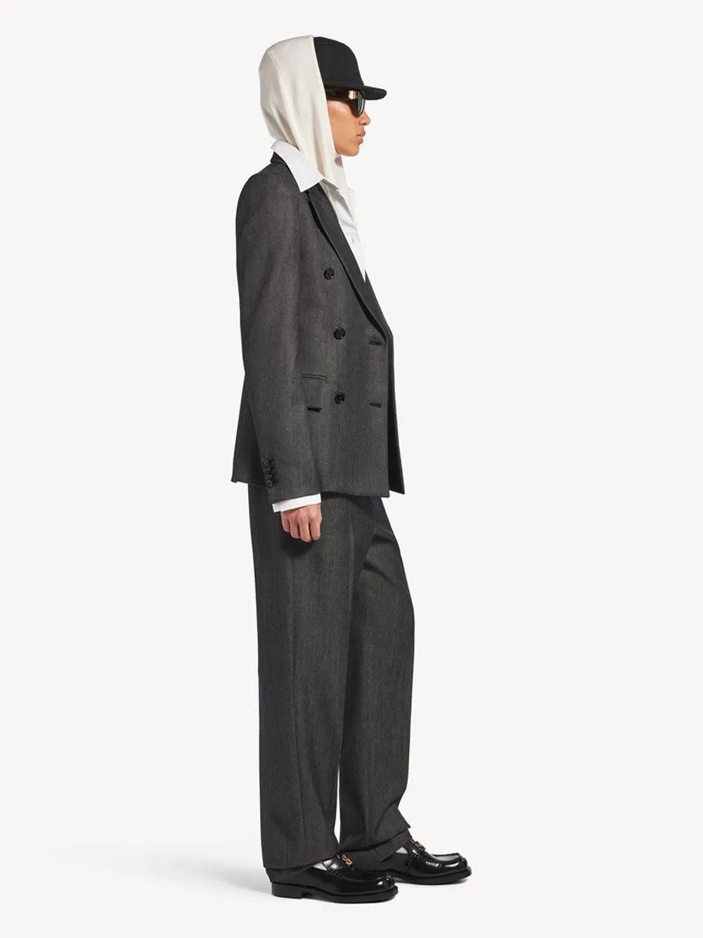 Double-Breasted Tailored Jacket In Wool Twill In Denim Look sold by Wanan Luxury product image thumbnail 3