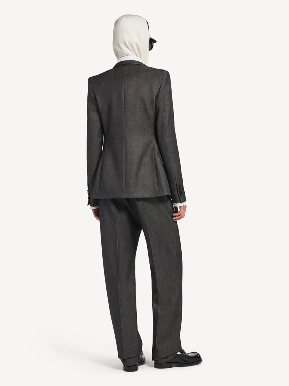 Double-Breasted Tailored Jacket In Wool Twill In Denim Look sold by Wanan Luxury product image thumbnail 4