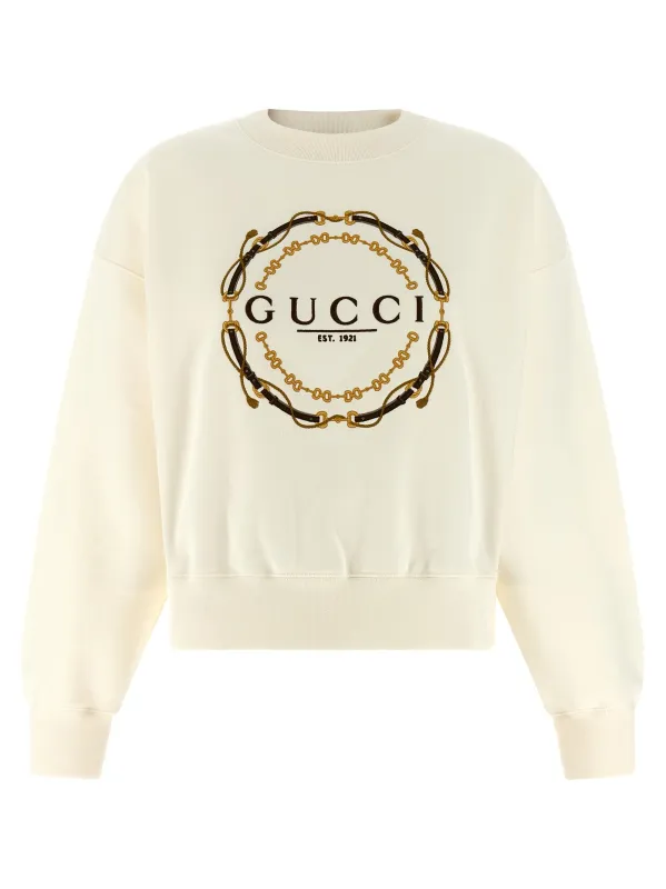 Embroidery Sweatshirt White made by Gucci