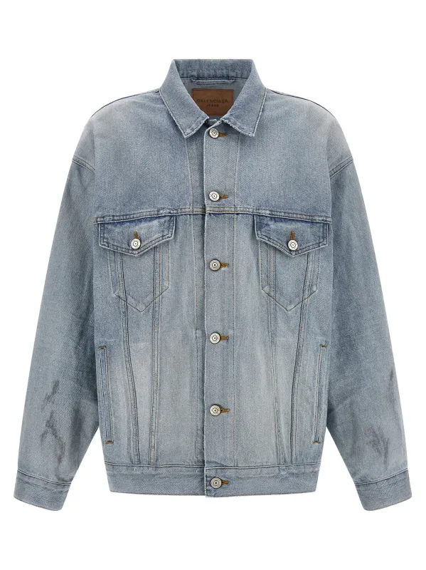 Masking Tape Puffer Jackets Light Blue made by Balenciaga