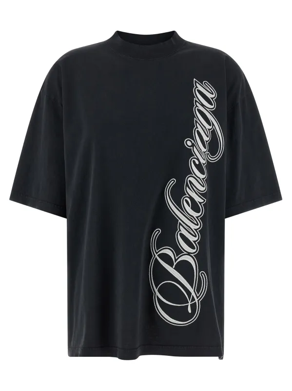 Cursive T-Shirt Black made by Balenciaga