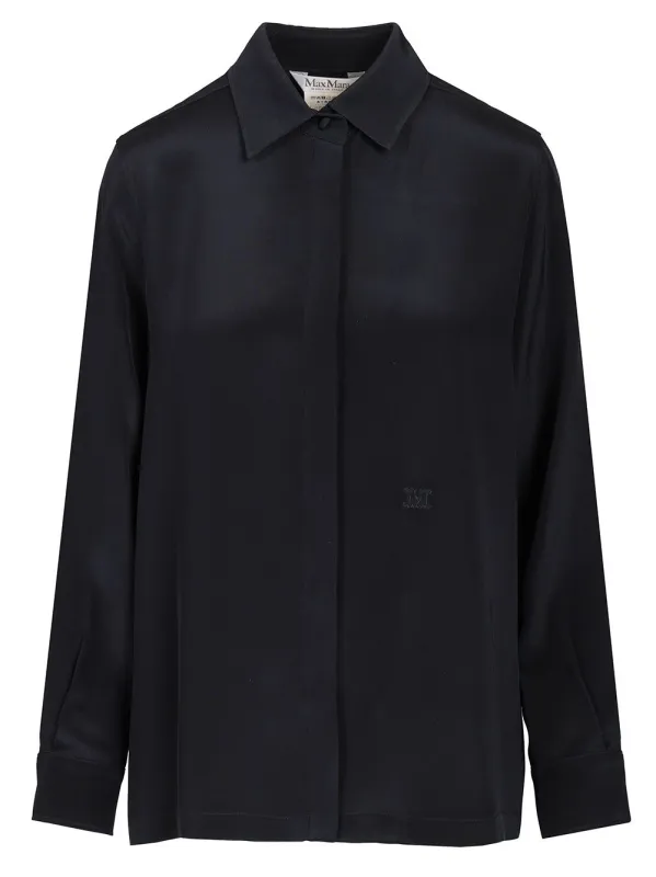 Shirt In Silk CrêPe De Chine Shirts Blue made by MaxMara