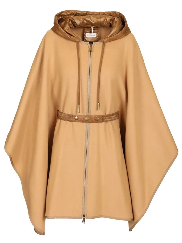 Padded Cape In Wool Blend Jackets Beige made by Moncler