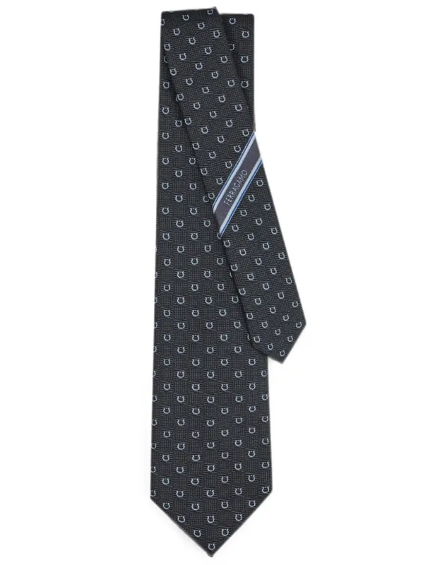 Gancini Silk Jaquard Tie made by Salvatore Ferragamo