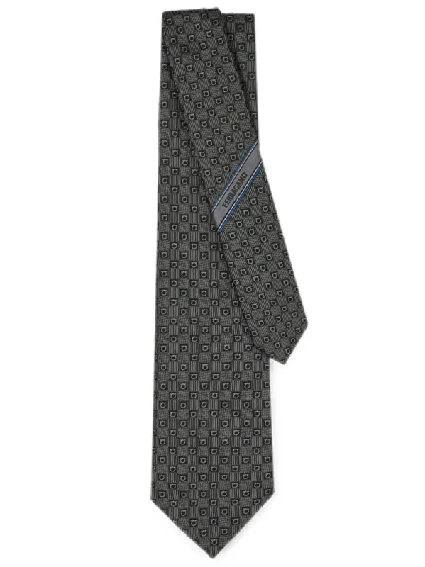 Gancini Silk Jacquard Tie made by Salvatore Ferragamo