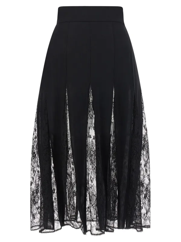 Charmeuse Skirt With Lace Skirts Black made by Dolce & Gabanna