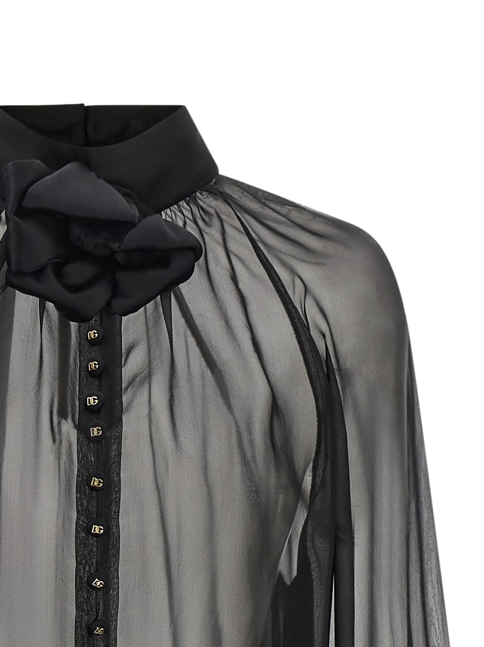 Chiffon Blouse With Flower Tops Black sold by Wanan Luxury product image thumbnail 3