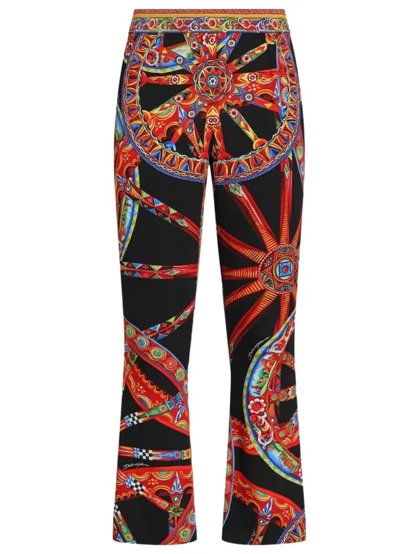 Carretto Print Silk Trousers made by Dolce & Gabanna