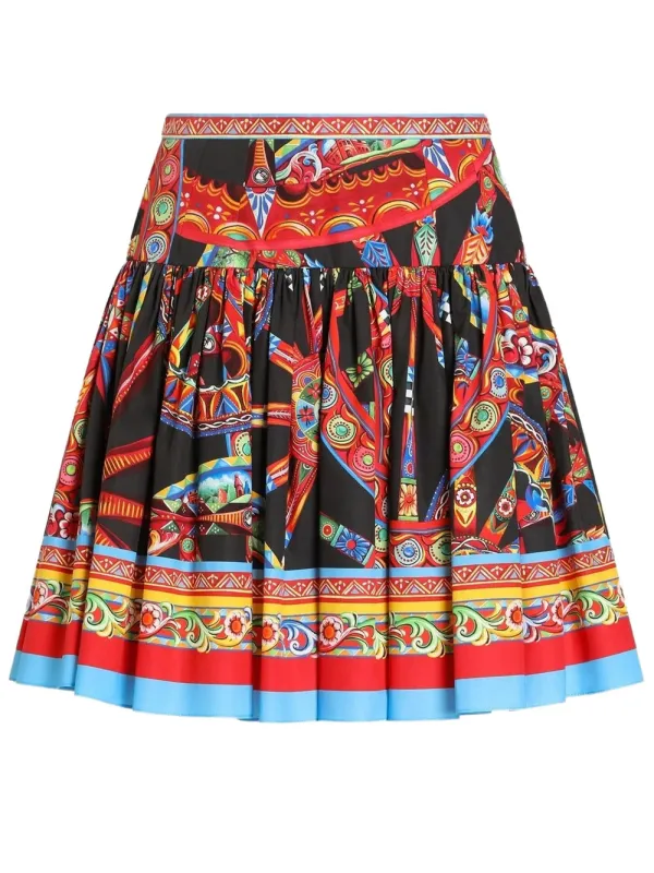 Poplin Miniskirt With Carretto Print made by Dolce & Gabanna