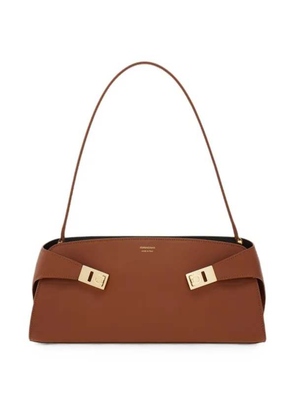 Hug E/W Leather Shoulder Bag made by Salvatore Ferragamo