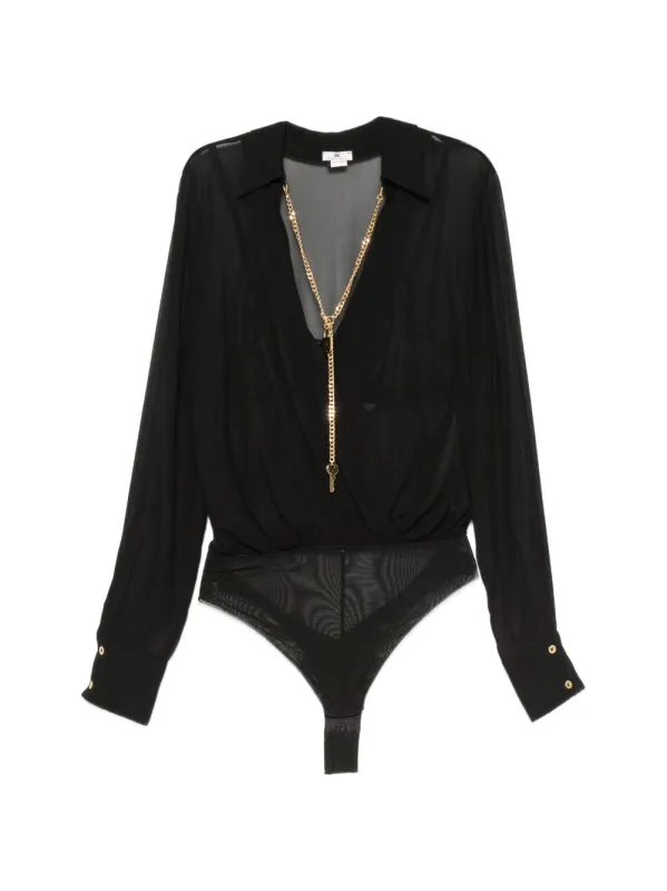 Wrap-Style Long-Sleeve Bodysuit made by Elisabetta Franchi