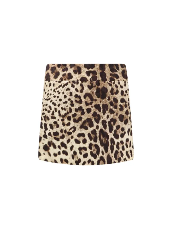 Cotton, Silk And Viscose Mini Skirt With Animal Motif made by Dolce & Gabanna