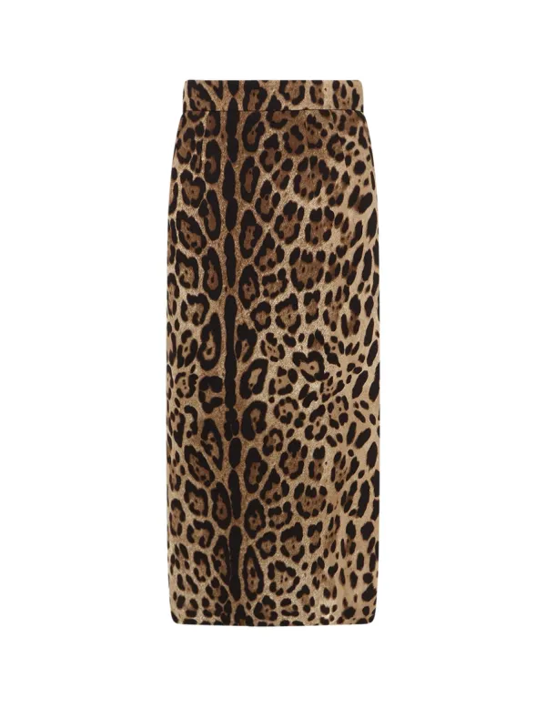 Stretch Viscose Longuette Skirt With Animal Print made by Dolce & Gabanna