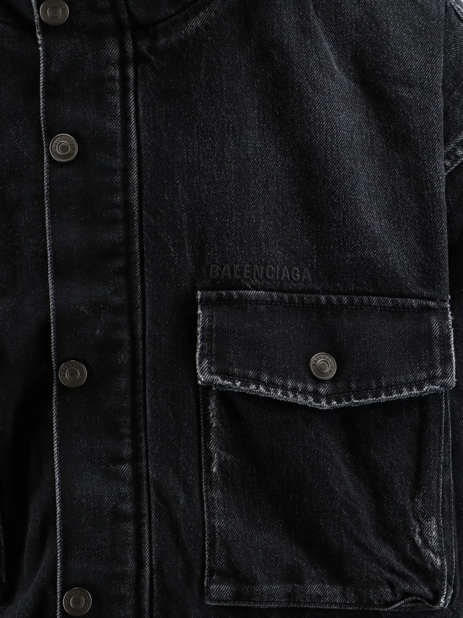 Black Denim Jacket With Embroidered Logo On The Front sold by Wanan Luxury product image thumbnail 3