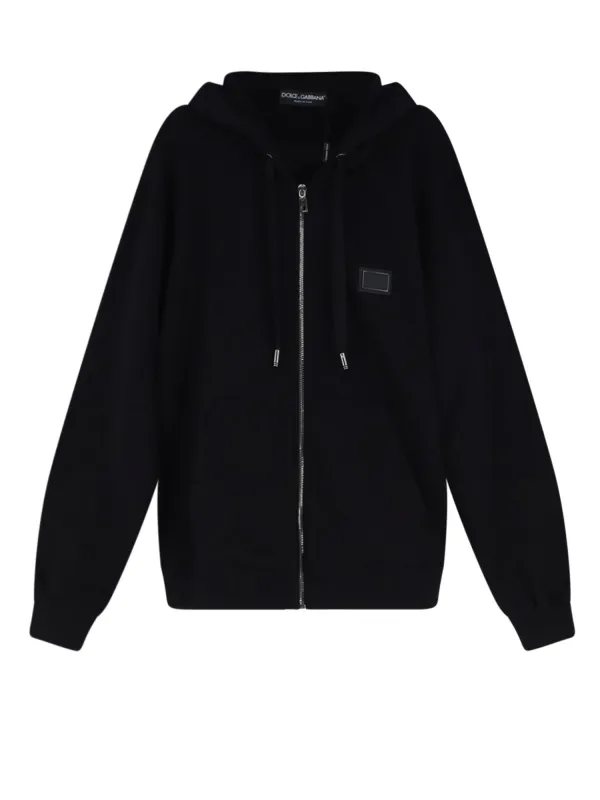 Cotton Sweatshirt With Metal Logo Patch made by Dolce & Gabanna
