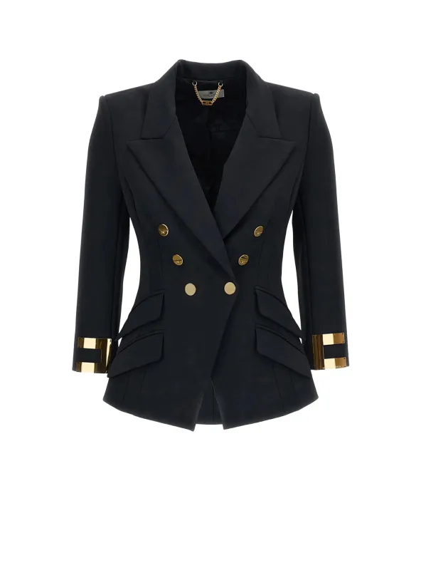 Double-Breasted Blazer With Monogram Gold Metal Details made by Elisabetta Franchi