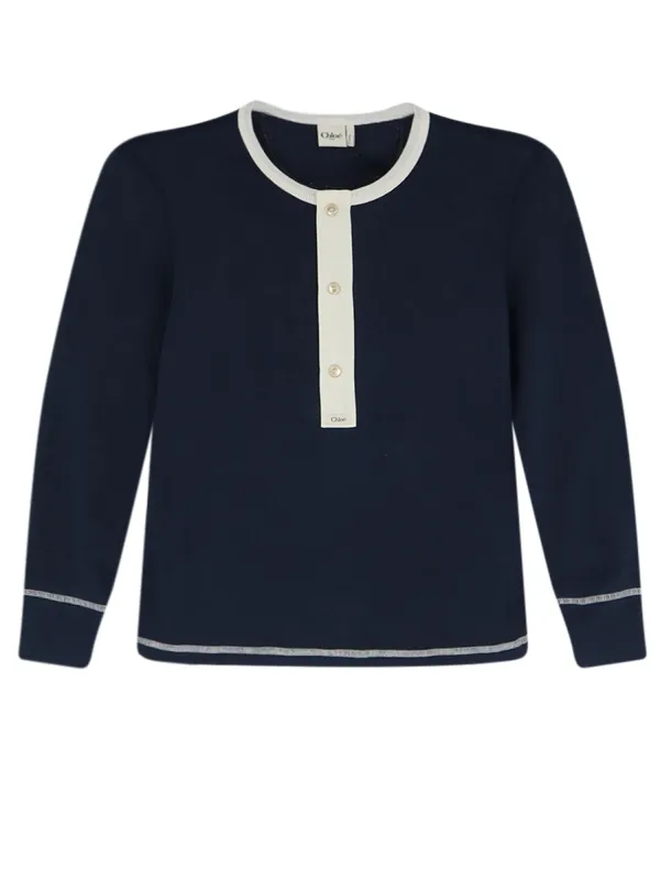 Cotton Sweater With Contrasting Inserts made by Chloe