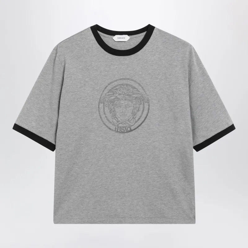 Cotton Jersey T-Shirt With Printed Logo made by Versace