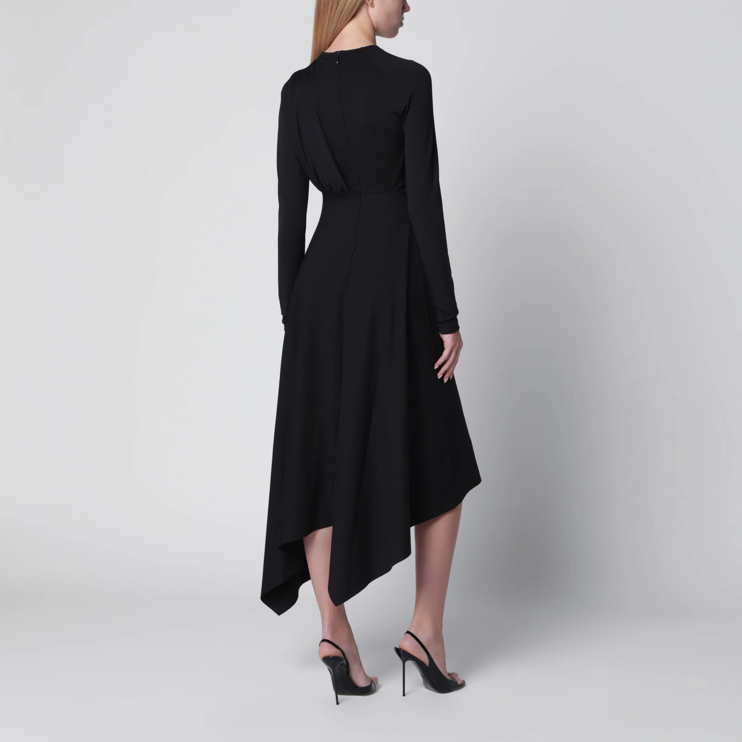 Asymmetric Draped Dress In Black Stretch Fabric sold by Wanan Luxury product image thumbnail 3