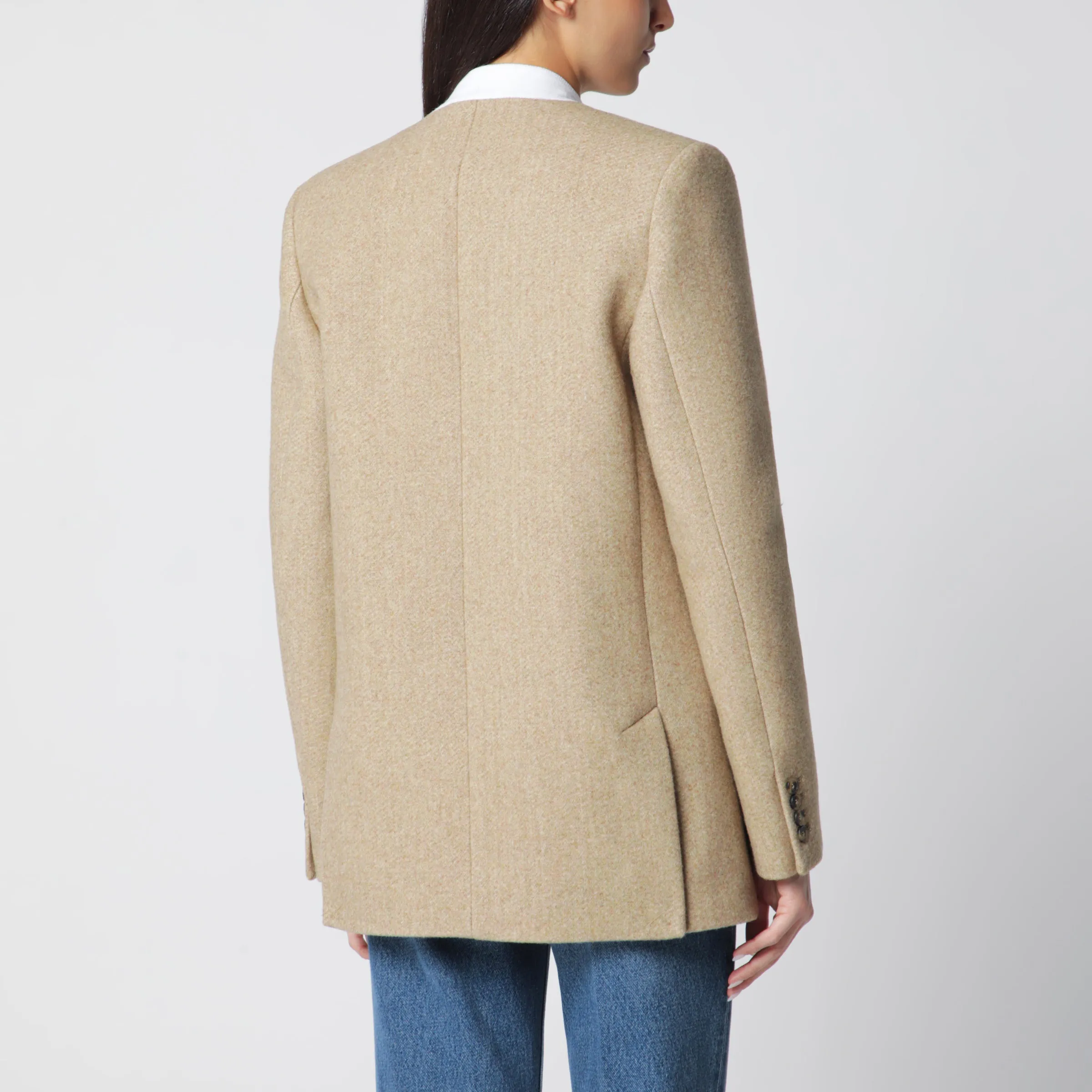 Beatrice Double-Breasted Jacket In Camel Wool sold by Wanan Luxury product image thumbnail 3