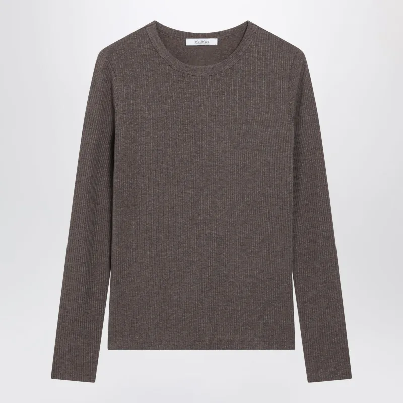 Long-Sleeve T-Shirt In Dark Khaki Jersey made by MaxMara