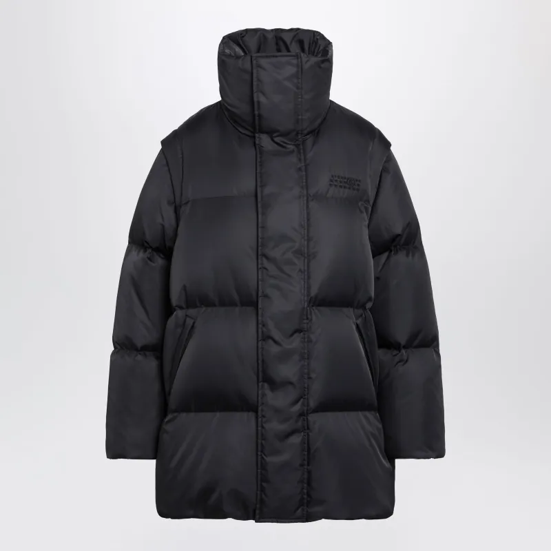 Nylon Puffer Jacket With Detachable Sleeves In Black made by Maison Margiela