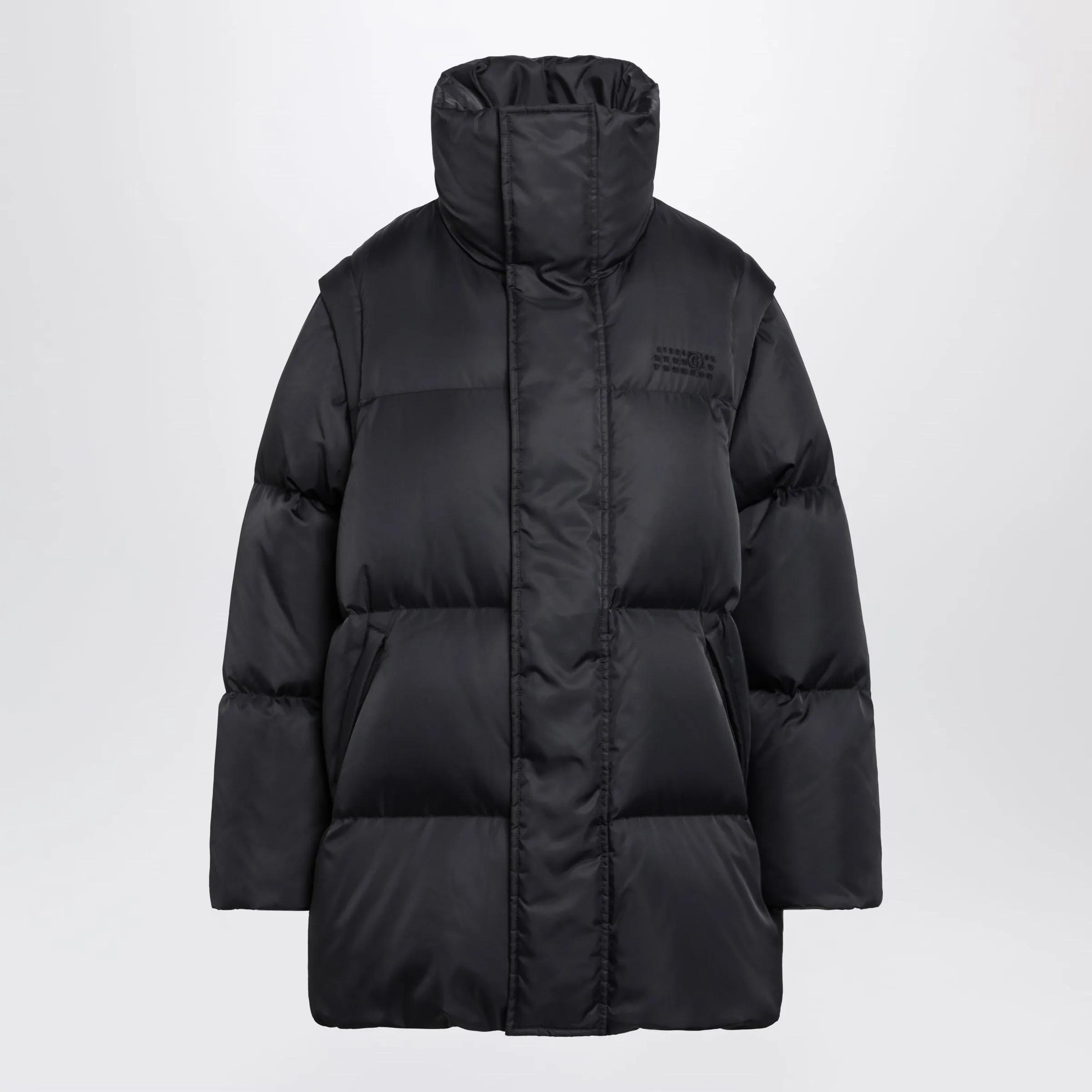 Nylon Puffer Jacket With Detachable Sleeves In Black sold by Wanan Luxury