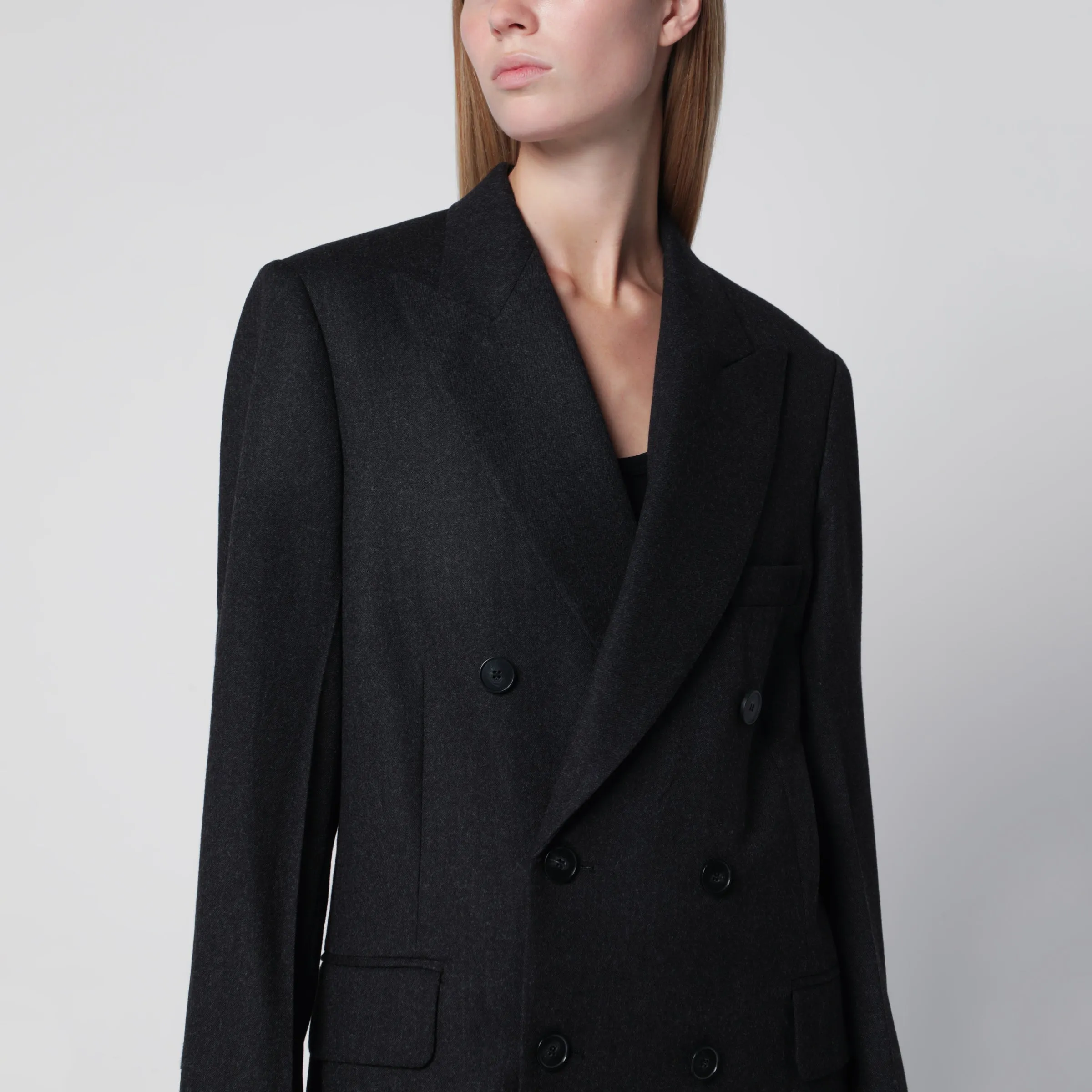 Dark Grey Double-Breasted Wool Jacket sold by Wanan Luxury product image thumbnail 2