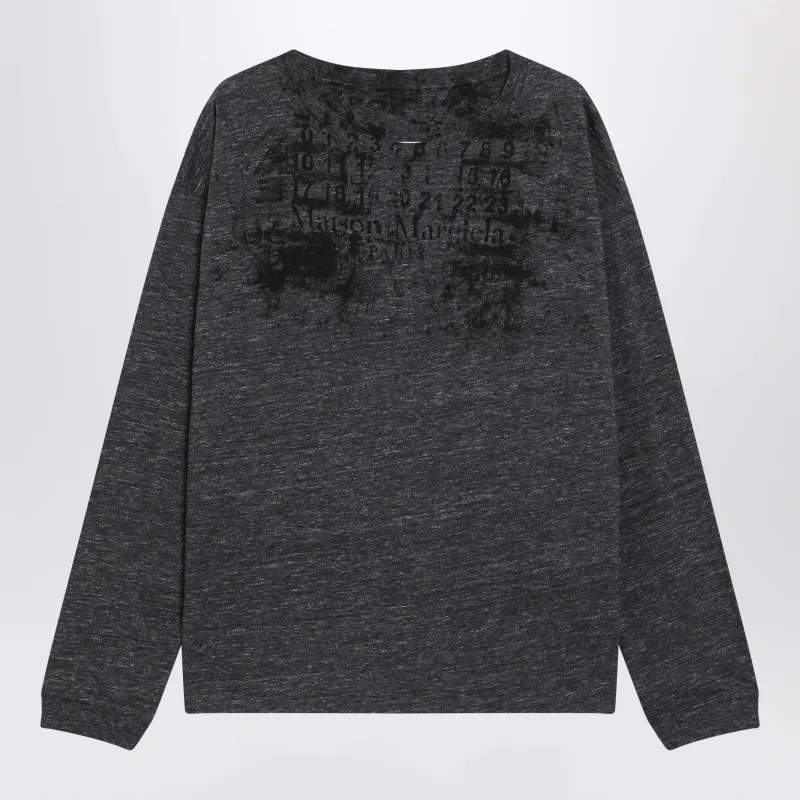 Long-Sleeve Cotton T-Shirt In Dark Grey made by Maison Margiela