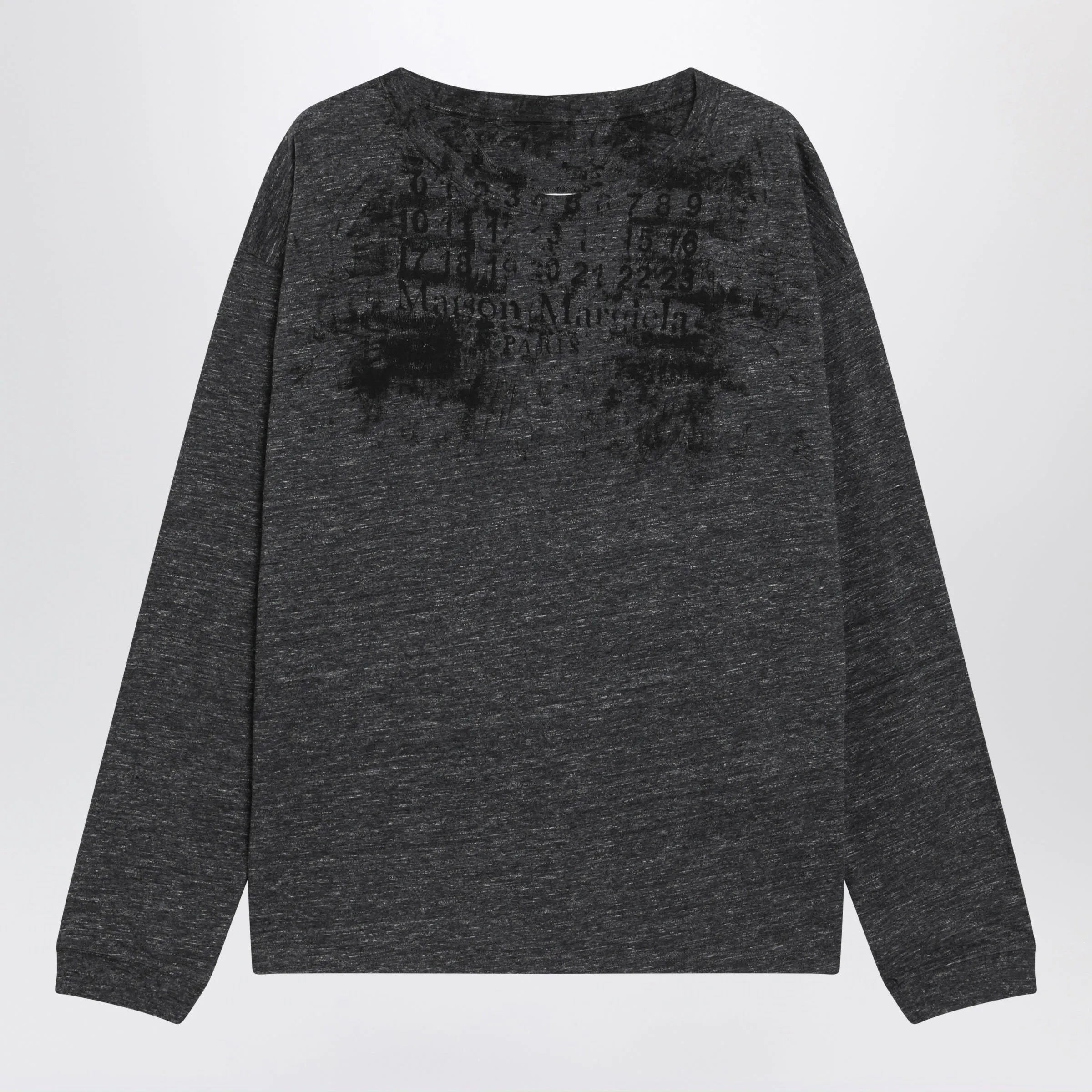 Long-Sleeve Cotton T-Shirt In Dark Grey sold by Wanan Luxury