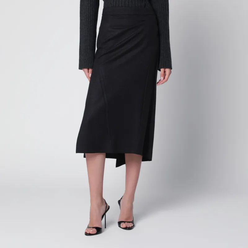 Pressed Midi Skirt In Dark Grey Wool And Mohair made by Victoria Beckham