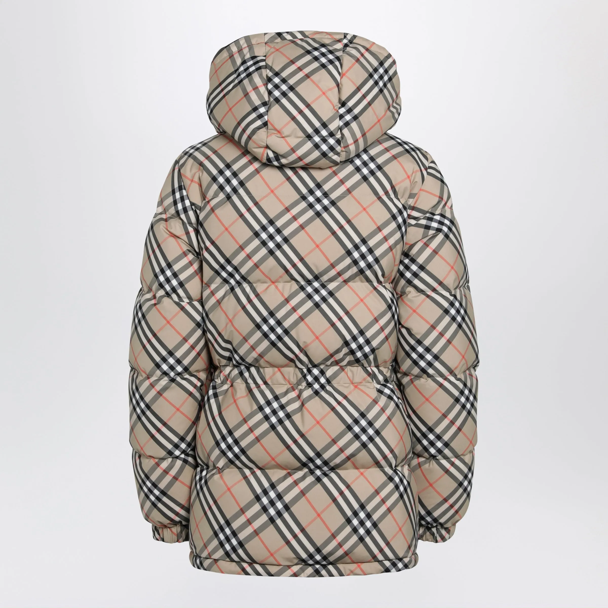 Hooded Check Nylon Puffer Jacket In Sand sold by Wanan Luxury product image thumbnail 2