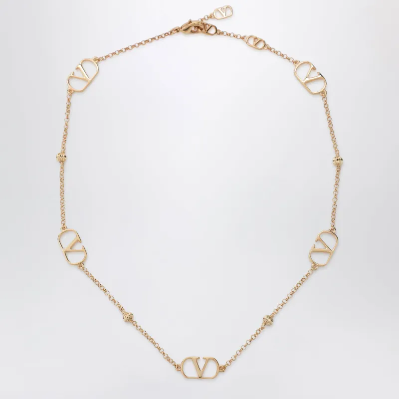 V Logo Signature Necklace In Gold-Tone Metal made by Valentino Garavani
