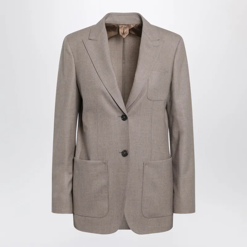 Single-Breasted Jacket In Dark Khaki Cashmere Foulé made by MaxMara