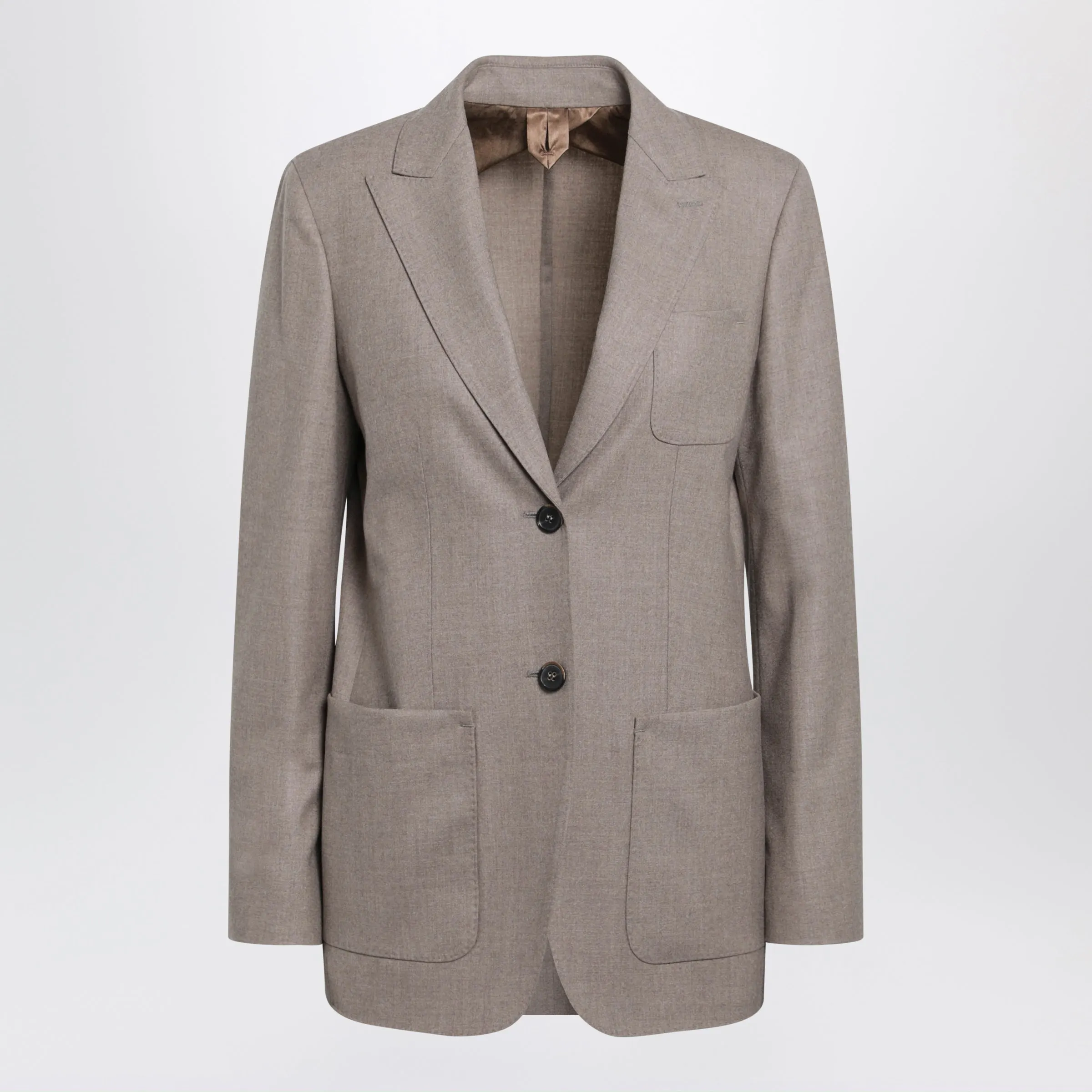Single-Breasted Jacket In Dark Khaki Cashmere Foulé sold by Wanan Luxury