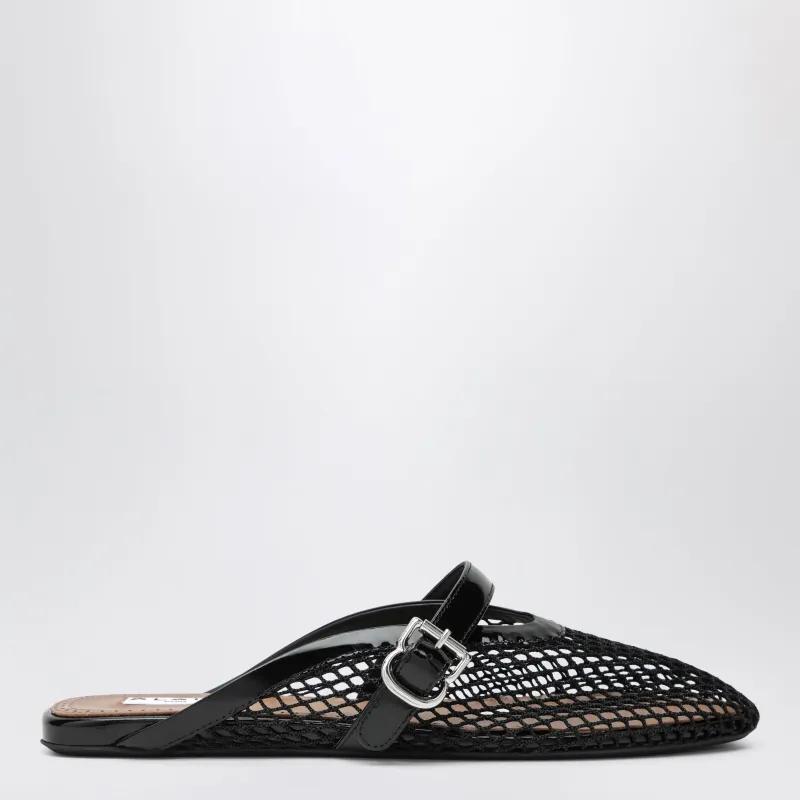 Flat Mesh Mules With Buckle Strap In Black made by Alaia
