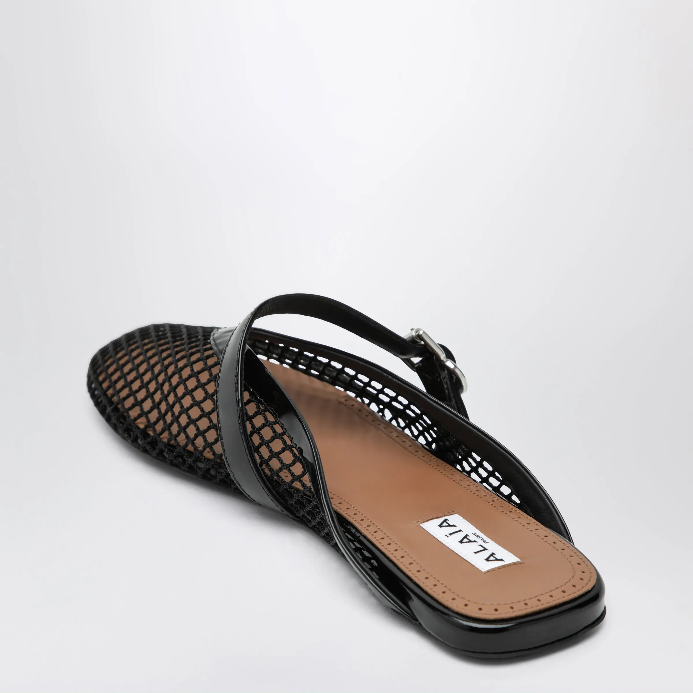 Flat Mesh Mules With Buckle Strap In Black sold by Wanan Luxury product image thumbnail 2