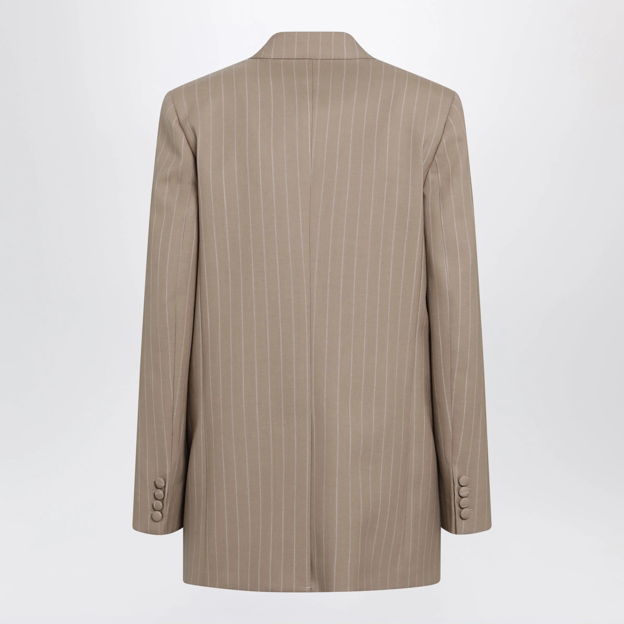 Double-Breasted Pinstripe Jacket In Mud/Ivory Virgin Wool sold by Wanan Luxury product image thumbnail 2