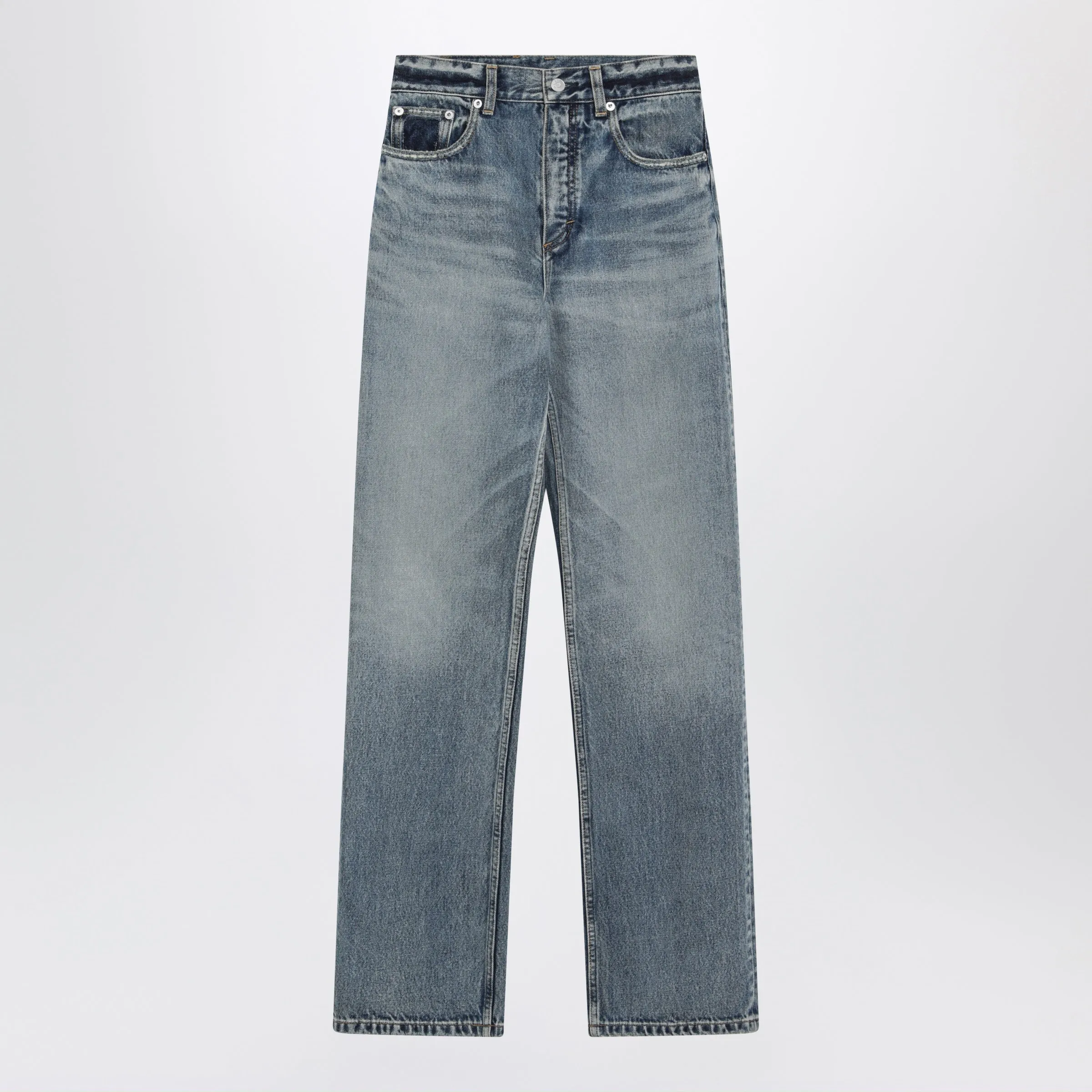 Straight-Leg Denim Jeans In Dirty Wash Cotton sold by Wanan Luxury
