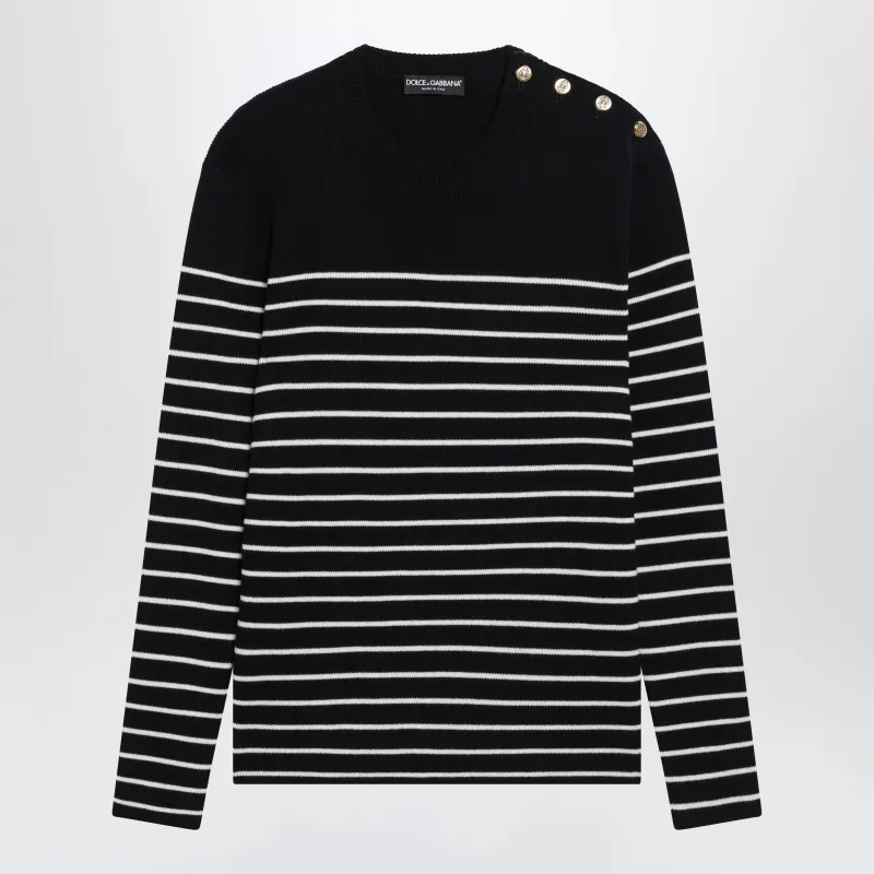 Blue/White Striped Wool Sweater With Buttons made by Dolce & Gabanna