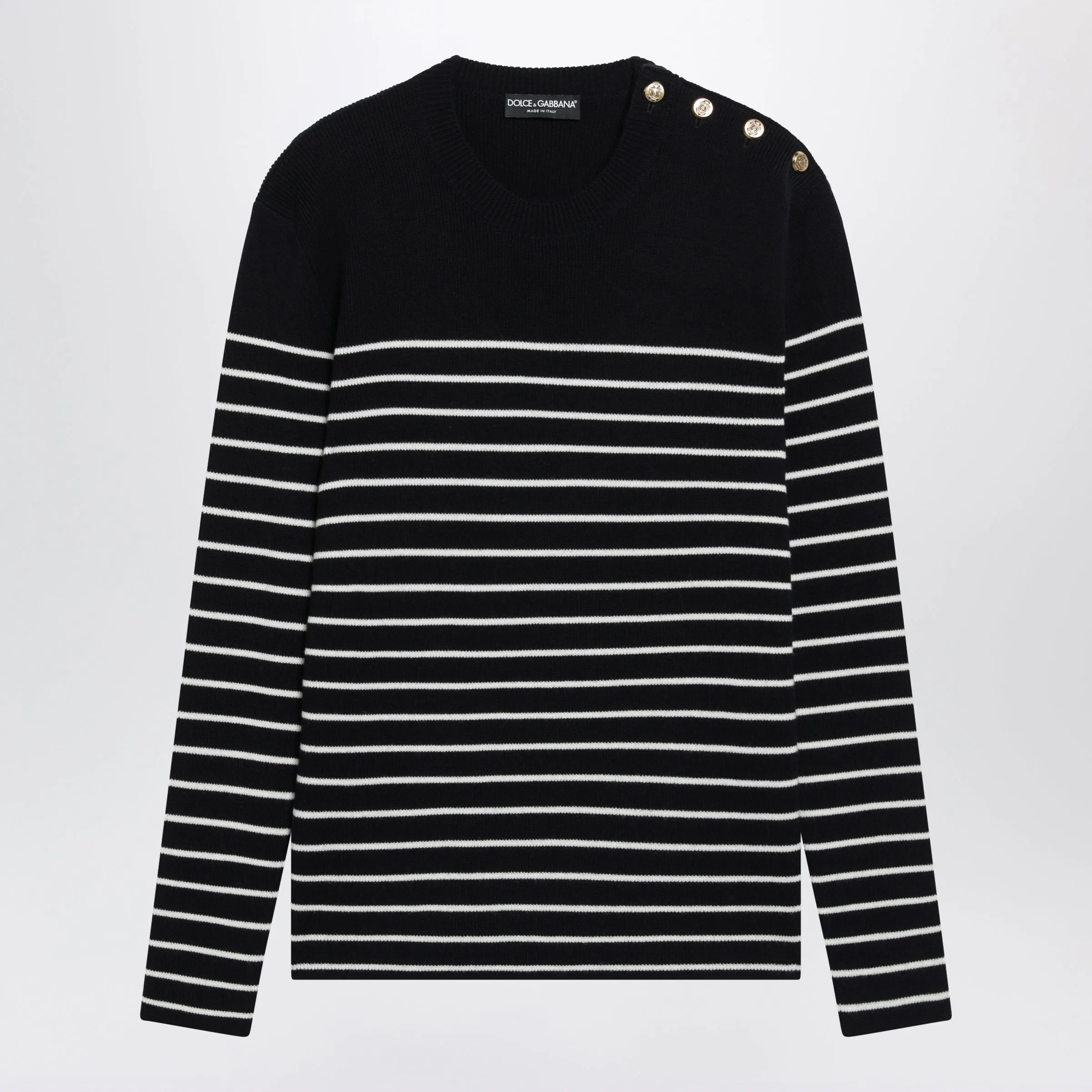 Blue/White Striped Wool Sweater With Buttons sold by Wanan Luxury