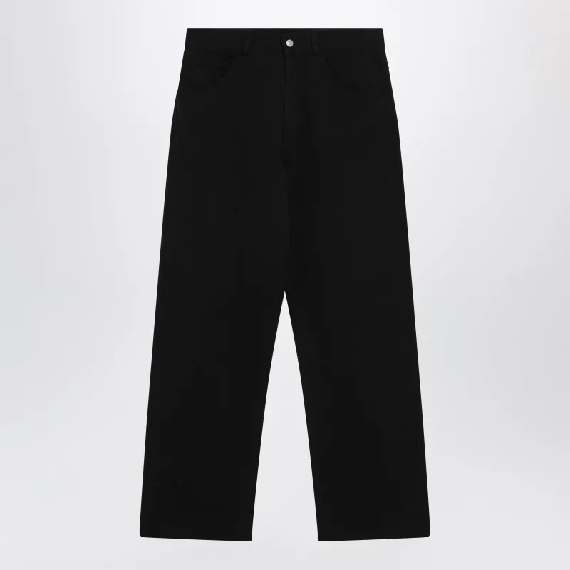 Wide-Leg Cotton Trousers With Embroidered Logo, Black made by Maison Margiela