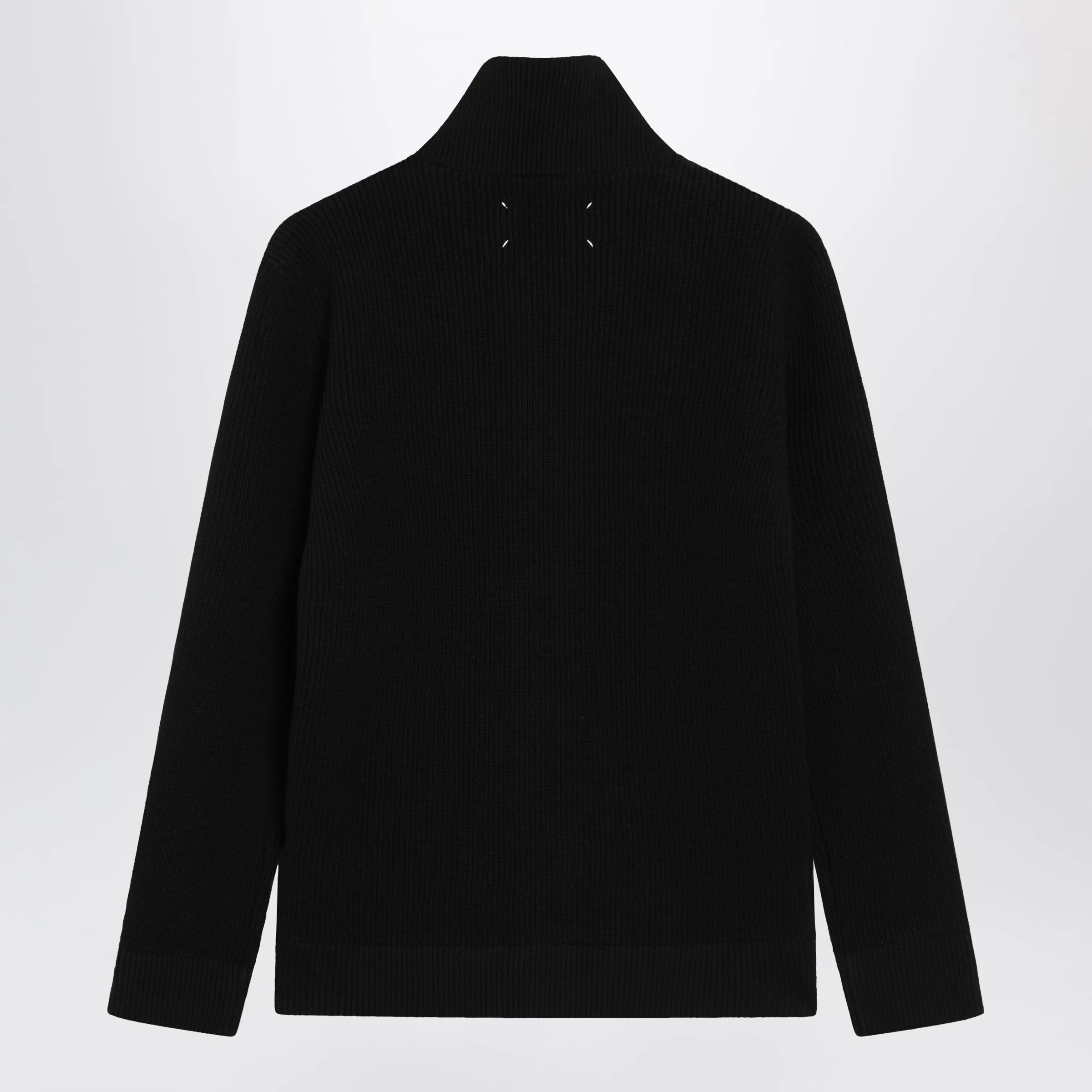 Zip-Up Knit Cardigan In Black Cotton And Wool sold by Wanan Luxury product image thumbnail 2